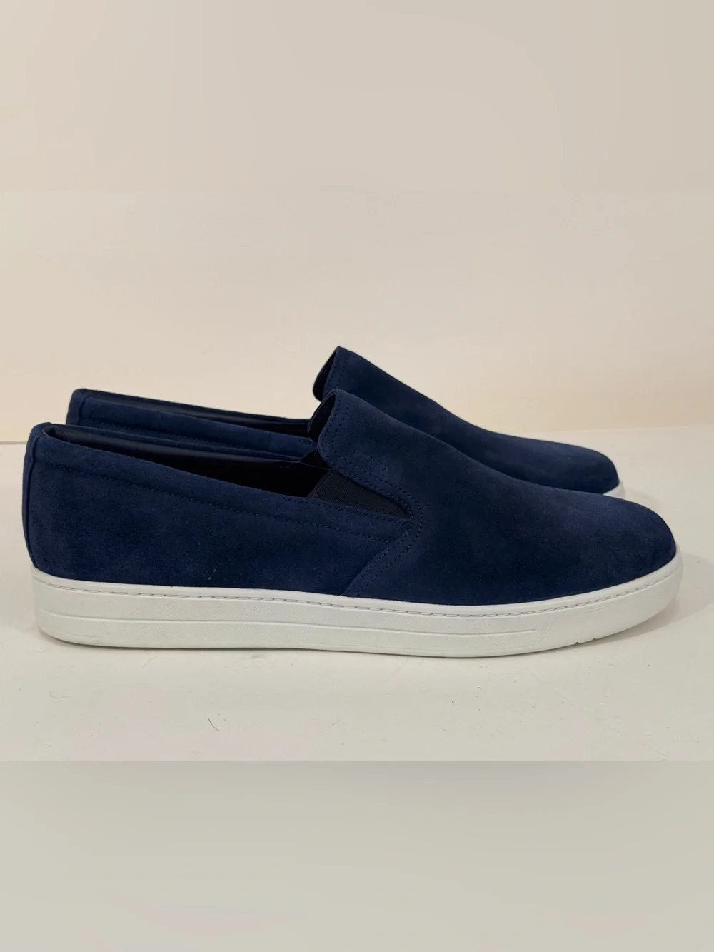 Prada Navy Suede Slip-On Loafers